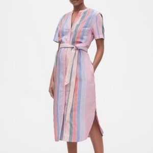 NWT Gap Multicolored Striped Linen Cotton Shirtdress sz 2